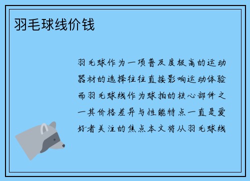羽毛球线价钱